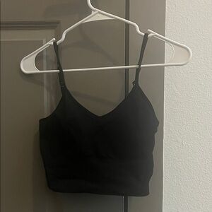 Zella Black Ribbed V-Neck Cami with Adjustable Straps